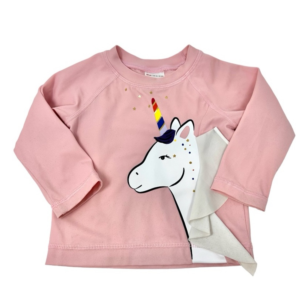 Hanna Andersson Rashguard top Baby Size 12-18 Months Unicorn Pink Rainbow
